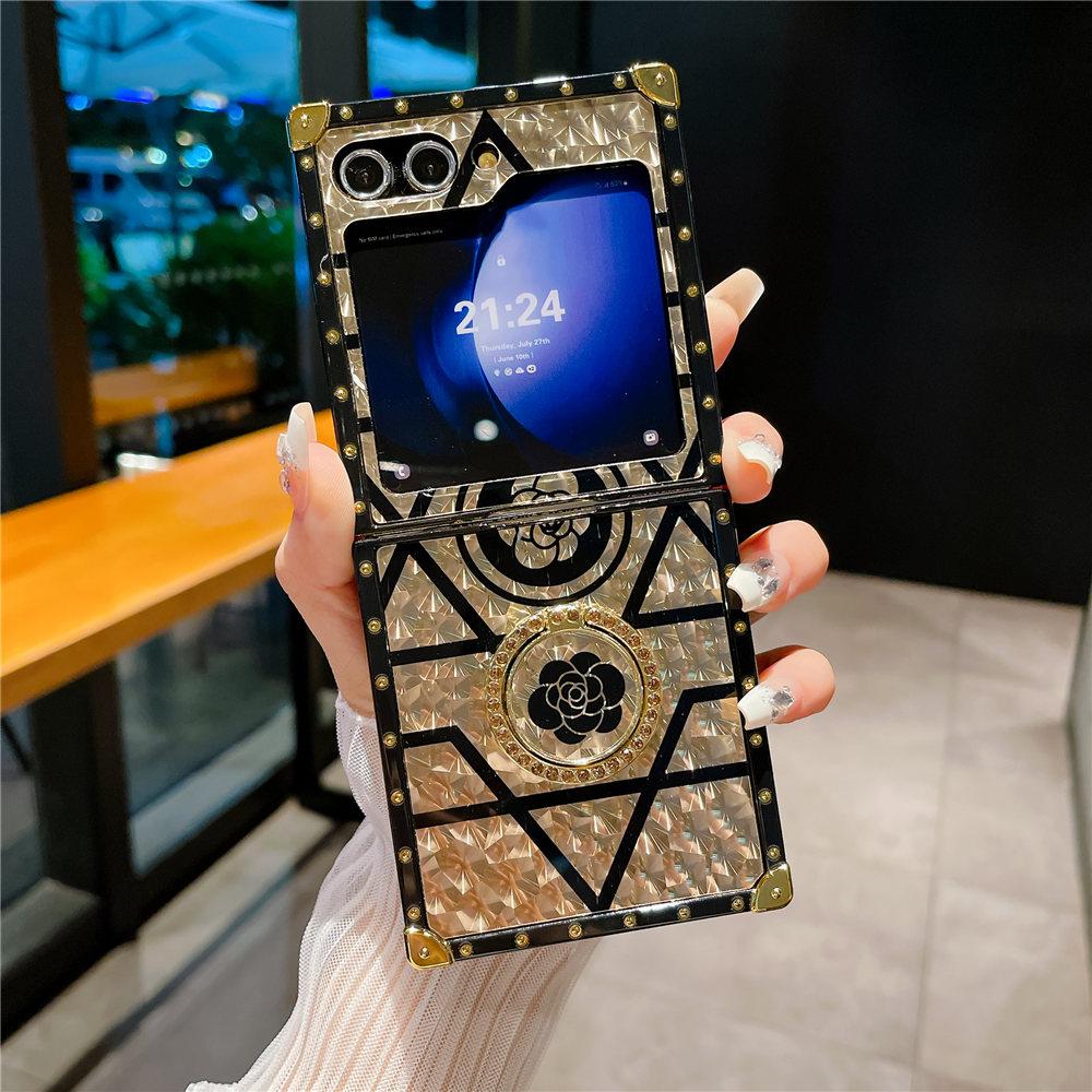 Vintage Ring Holder Stand Flower Leather Case For Samsung Galaxy Z Flip 6 Shockproof Cover