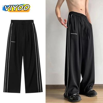 Abbigliamento Y2K da uomo Pantaloni sportivi a righe estivi Pantaloni larghi larghi da jogging Pantaloni cargo Pantaloni per uomo Techwear Abbigliamento coreano