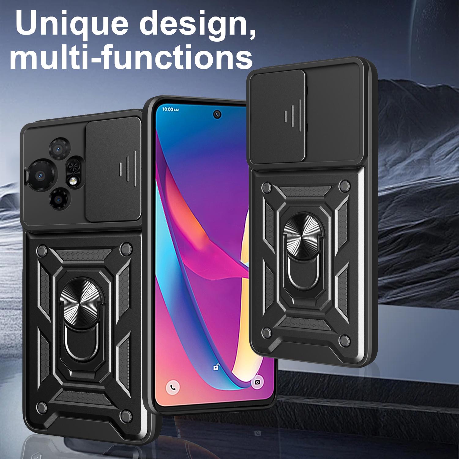 

For TCL 50 XL 5G Case with Slide Camera Lid PC+TPU Kickstand Phone Cover Green