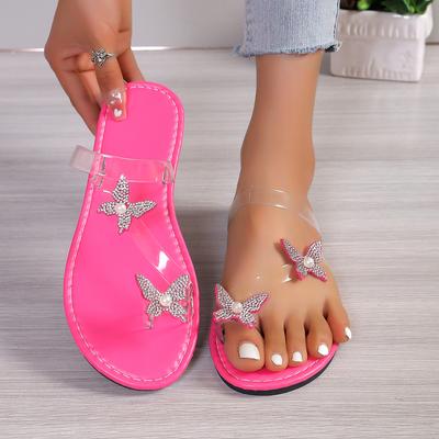 Fashion Women Slippers Rhinestone Pinch Toe Flat Casual Shoes Women Beach Casual Sandals Flip Flops Flats Fashion Slippers Slides Women