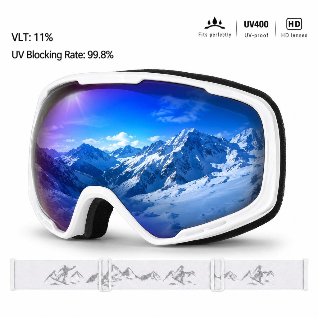 Double-layer anti-fog children's ski goggles, high-definition, UV-resistant, spherical lenses, outdoor mountaineering, windproof, and snowproof