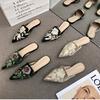 Summer Embroidery Women Mules Slippers Elegant Pointed Toe Slides Shoes Ladies Dress Flats Sandalias