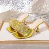 Fashion Summer New Style Fashionable Square Toe Women's Slippers String Beads High Heels Women's Sandals Ladies Shoes Zapatos De Mujer
