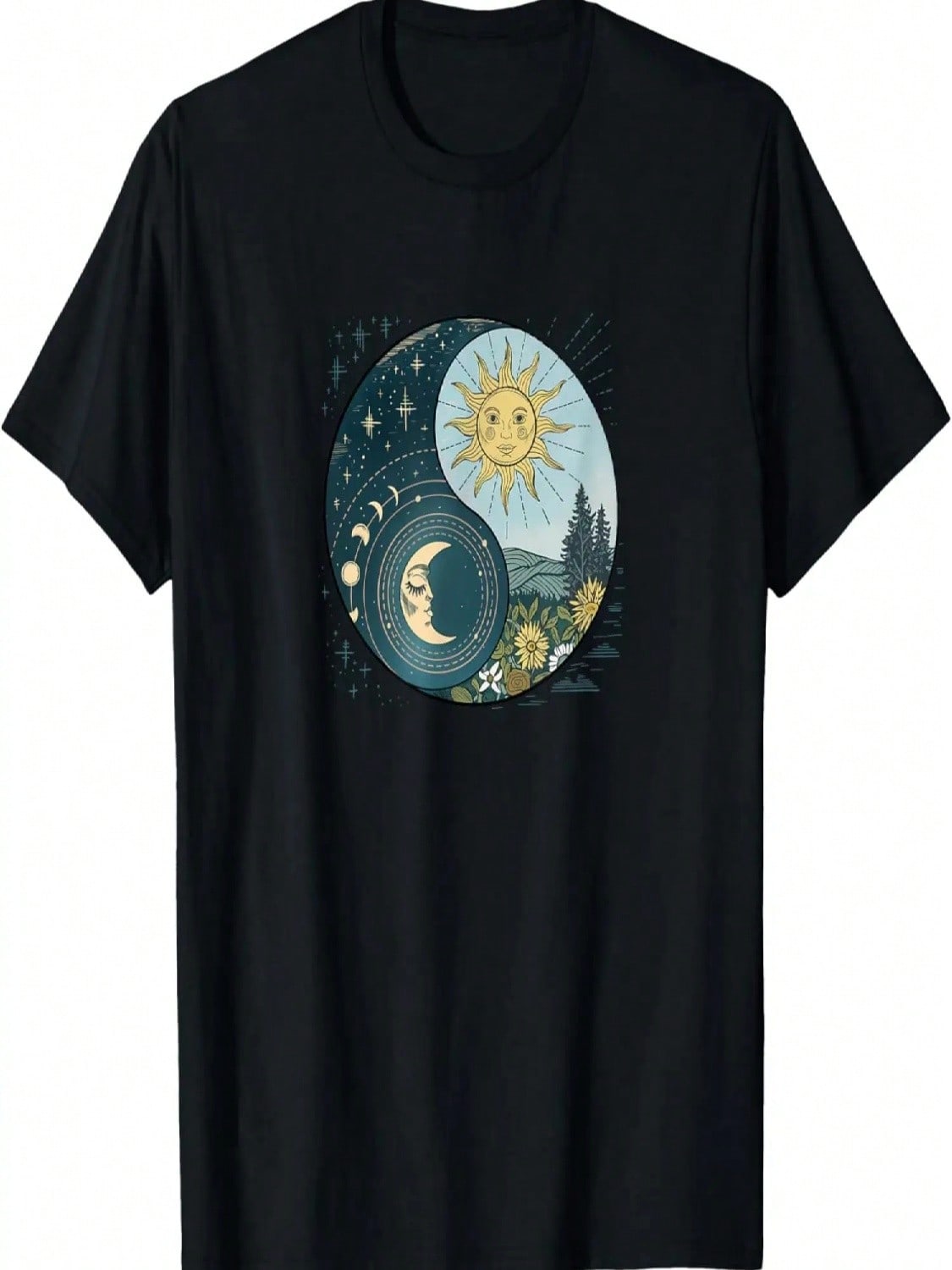 Yin Yang Sun And Moon Celestial Harmony T-Shirt S разноцветный