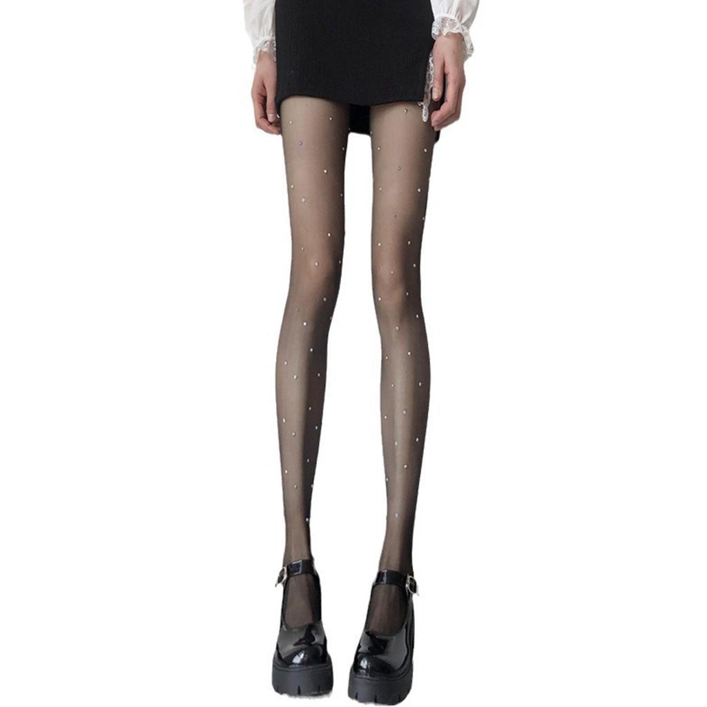 Xiaoxiangfeng Gypsy Star Hot Diamond White Stockings Women's Spring Thin Trendy Sexy Black Silk Pantyhose Anti-hook Silk