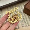 Harp Brooch Classical Elegant Solid Art Corsage Palace Style Men's and Women's Matte Pin Accessories