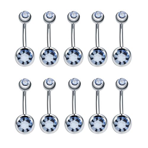 10Pcs Stainless Steel Belly Button Piercings Navel Earrings Gemed Goth Belly Rings Piercing Ombligo Punk Body Jewelry Women Men