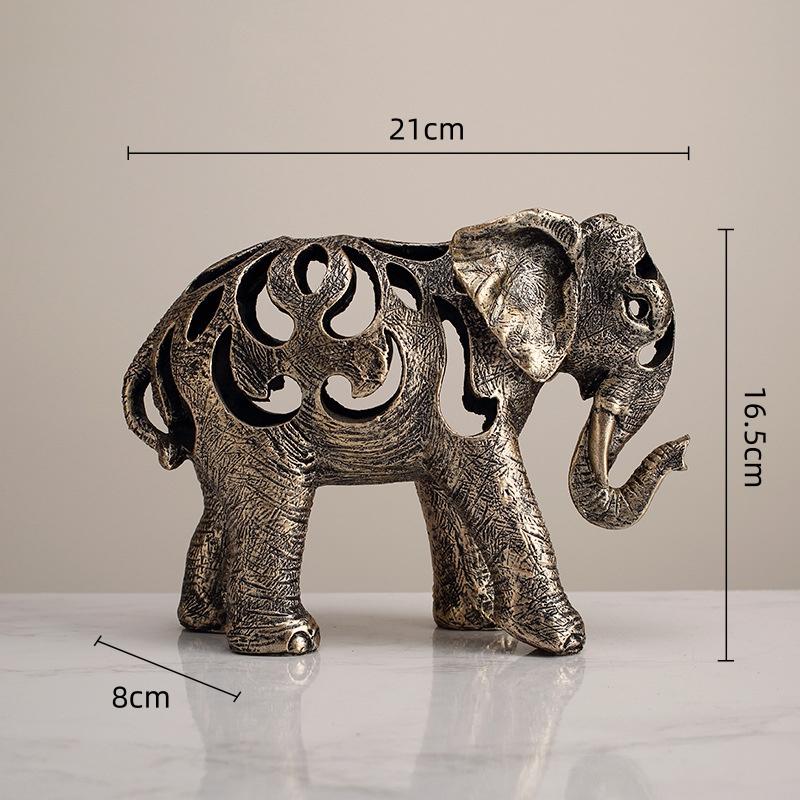 Retro Hollow Elephant Figurine Resin Handicraft Retro Elephant Sculpture Decorative Figurines Home Decoration Accessories