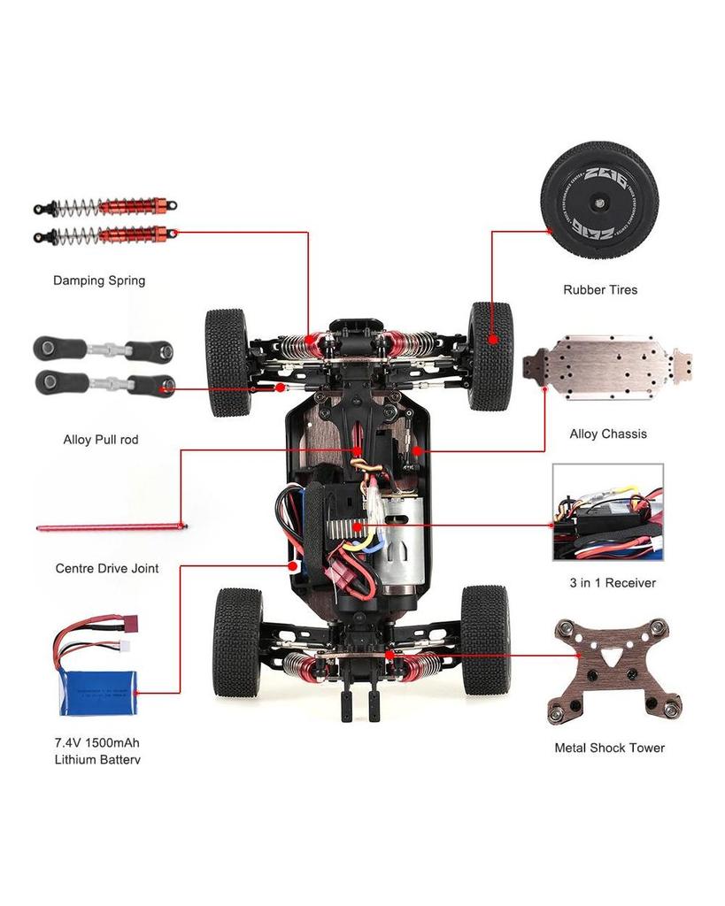 Wltoys XKS 144001 RC Car 60km/h High Speed 1/14 2.4GHz RC Buggy 4WD Racing Off-Road Drift Car RTR