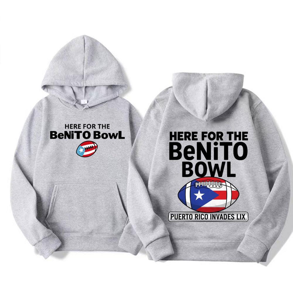 Here for The Benito Bowl Puerto Rico Flag Bad Bunny Hoodies Men's Clothing Fashion Hip Hop Hoodie Oversized Hot Sale Sweatshirts
