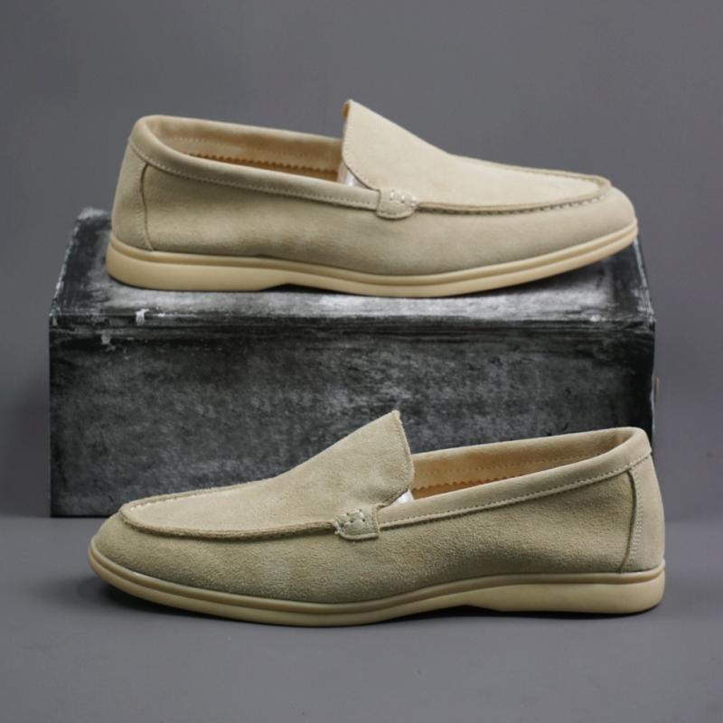 Fashion Classic Brand Men's Suede Leather Shoes Soft Soles Comfortable Loafers for Daily Commuting and Men's Driving Work Shoes