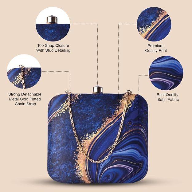 Quirky Multicolor Printed Statement Box Clutch with Detachable Strap Chain - Fashion Sling Bag for Occasions & Festivals - Gift for Women