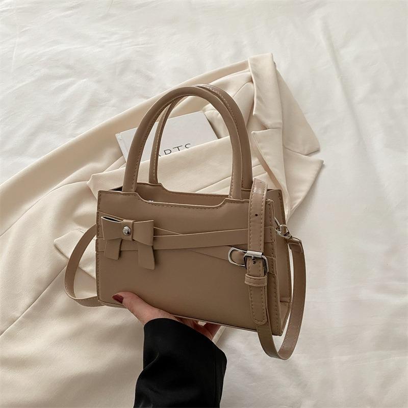 

Trend bow portable small square bag spring new simple texture shoulder bag messenger bag