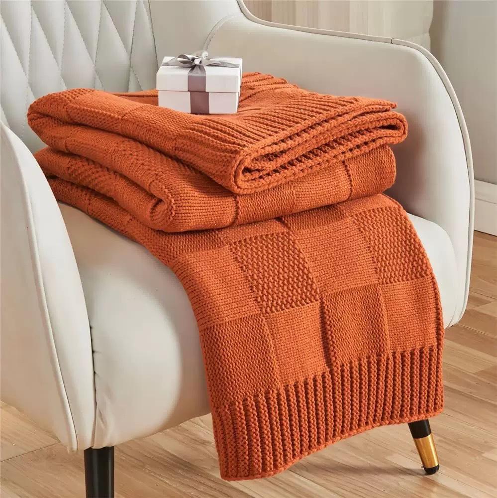 Handmade Chunky Knit Wool Blanket - Sofa or Office Nap Cover