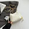 Women's Small Texture Bucket Bag Crossbody Bag Stylish Chain Traveler Leisure and Travel Popular