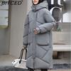 BITCED Thickened Puffer Jacket Down-Filled Cotton Coat Women's Loose-Fit Winter Coat Mid-Length Knee-Length Cotton Jacket