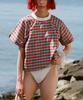 Keomingobeueiji (W) Pullover Top Gingham Red Turquoise Pull Over Ss Top Gingham Red