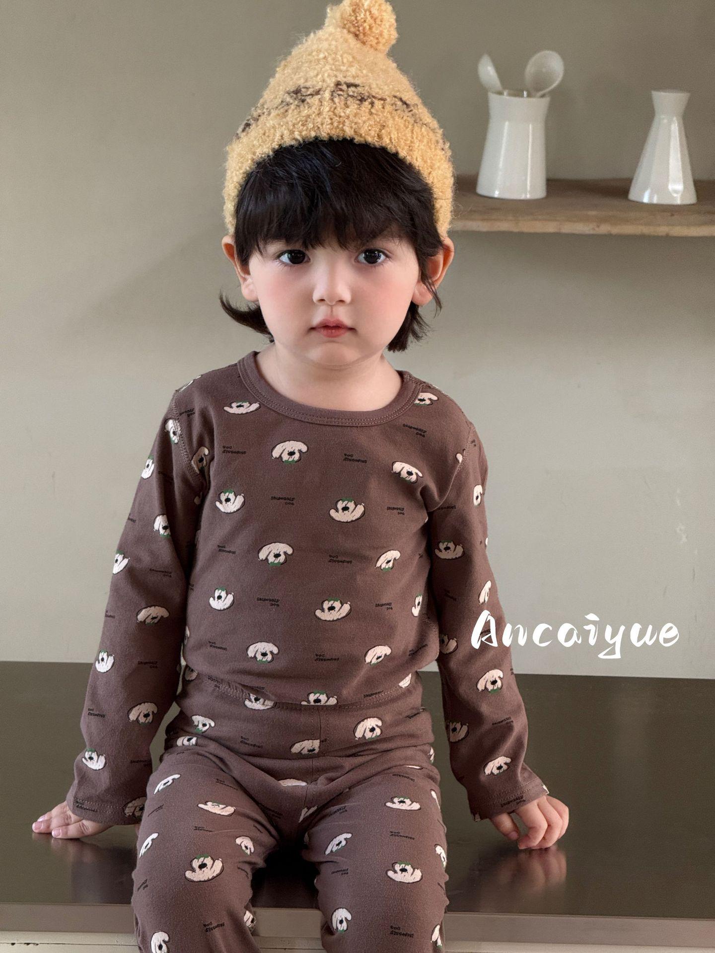 

Ancaiyue & Dikale 2025 Children s Lycra Pajamas Set - Autumn/Winter Warm Wear for Boys & Girls 80 for height 70-80cm (with crotch opening)