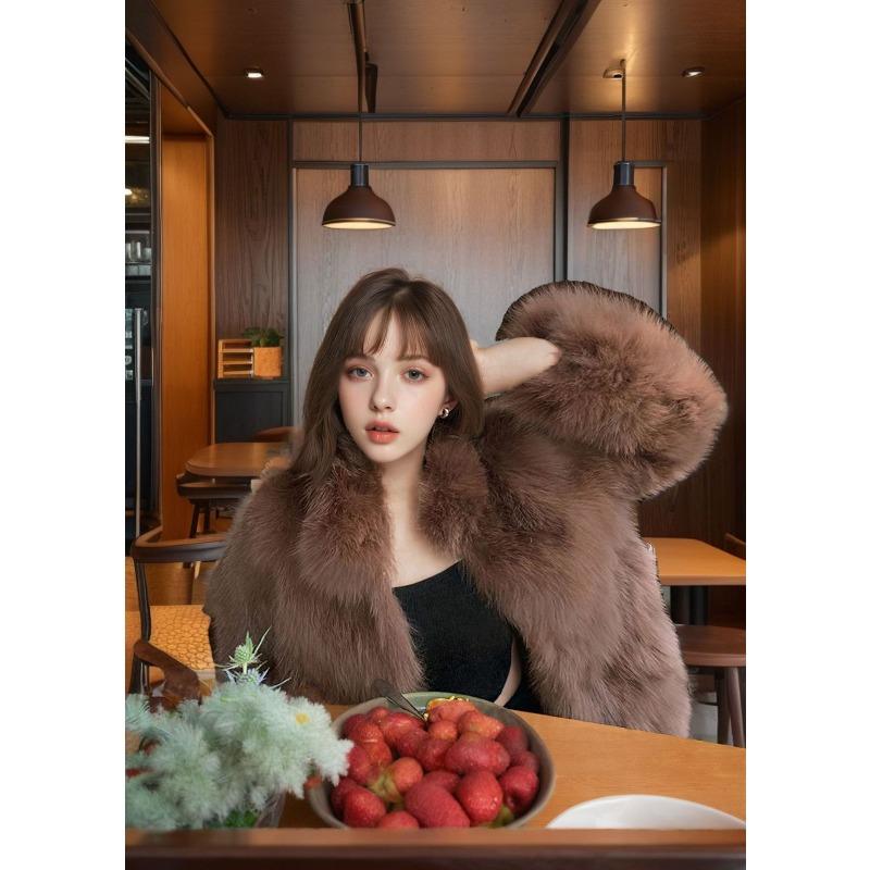 New imitation fox fur coat short fluffy winter coat thickened and thin light cotton
