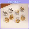 Boucles d'oreilles géométriques minimalistes à double anneau pour femmes en acier titane