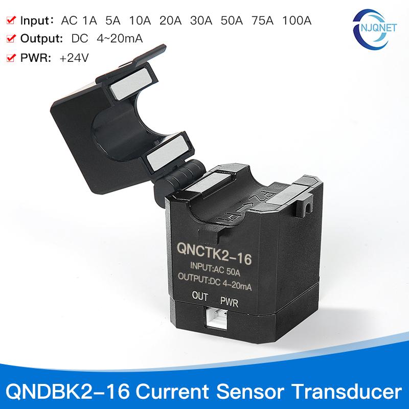 4-20mA Split Core Current Transmitter QNDBK2-24 AC 5A 10A 20A 50A 100A Current Sensor Transducer Clamp CT Current Transformer