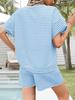 Women's Striped 2 Piece Pajama Set Oversized Short Sleeve T Shirt and Drawstring Shorts