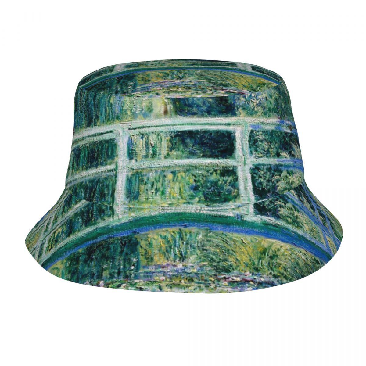 

Уличные водяные лилии и японский мост Шляпа-ведро Девушка Открытый спорт Моне Искусство Французская живопись Рыбацкие кепки Весенние головные уборы