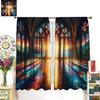 Stained Glass Cathedral Curtains Church Window Light Print for Living Room Decor