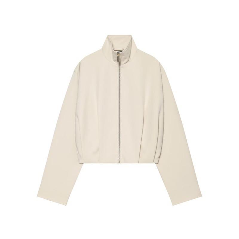 Womens Oversized Stand Collar Zip-Up Bomber