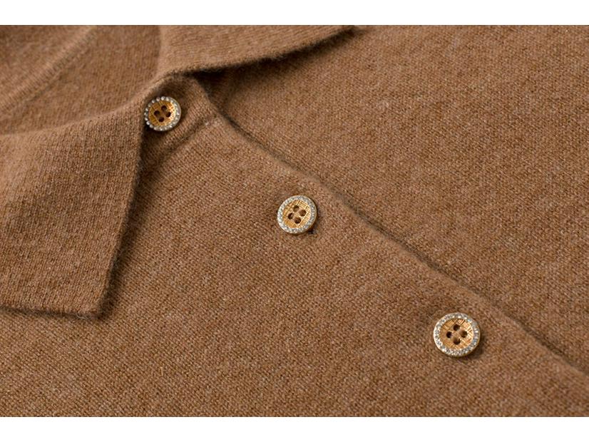 Women's Plus Size 100% Pure Cashmere Loose Warm Polo Collar Sweater