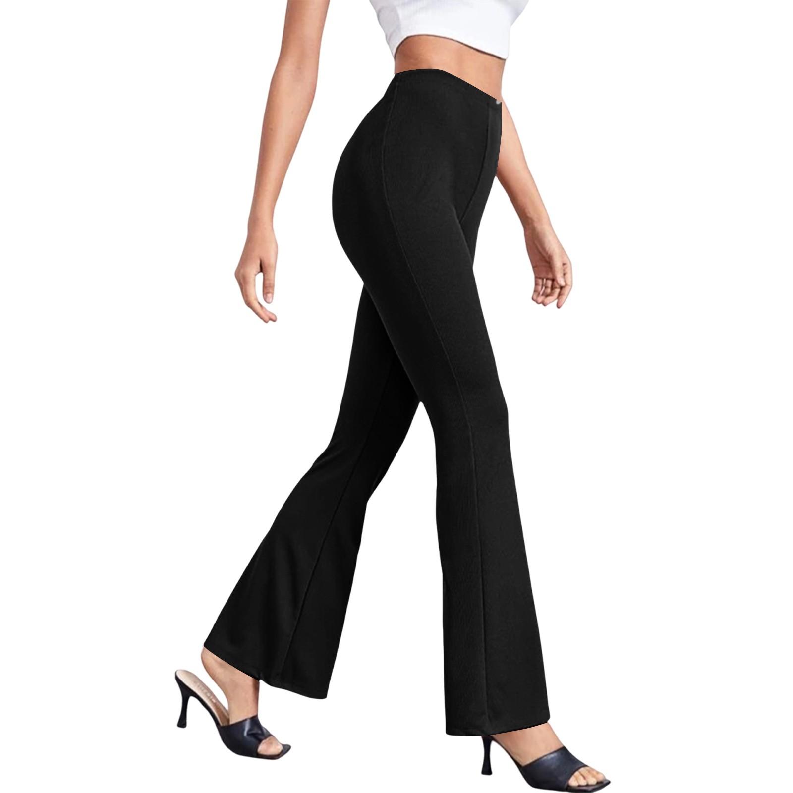 

Женские модные тонкие однотонные эластичные расклешенные брюки для Европы и США, повседневные спортивные брюки для занятий йогой XL чёрный