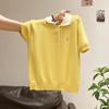 Super Good-looking Cute Embroidered POLO Neck Knitted Sweater Women's Summer New Button Pullover Slim-fitting Front Shoulder Short-sleeved