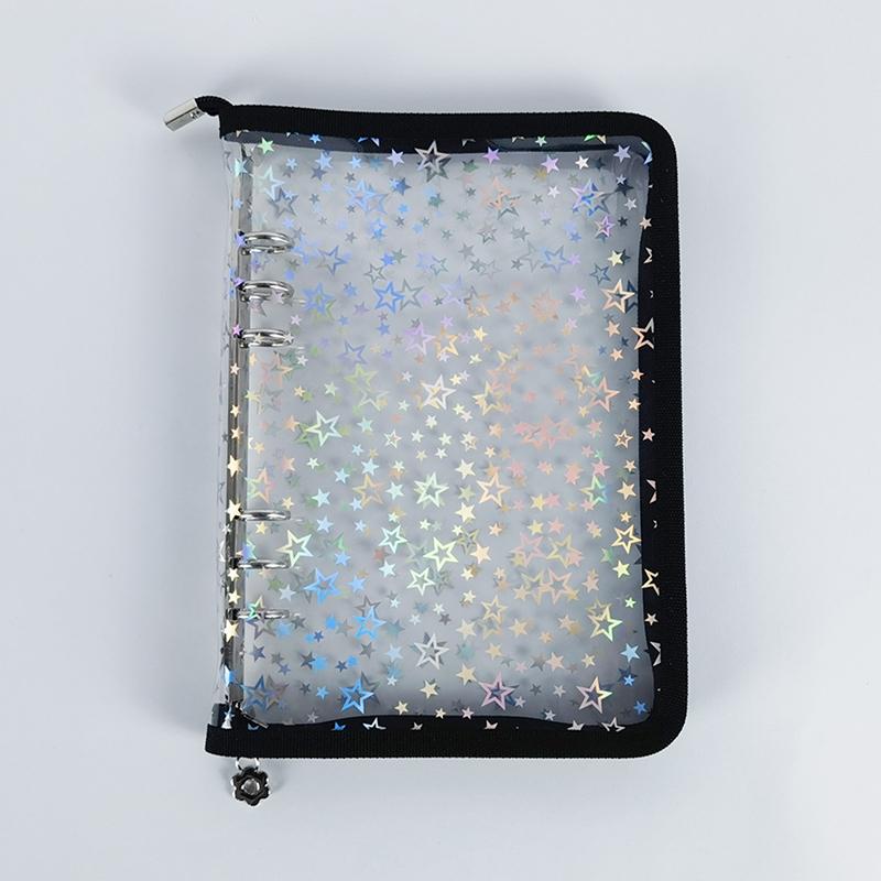 

A5 Laser Star Zipper Папка-регистратор для книг, органайзер для пополнения запасов, журнал «Сделай сам», молочный прозрачный фотоальбом «Идол», канцелярские принадлежности Kawaii чёрный