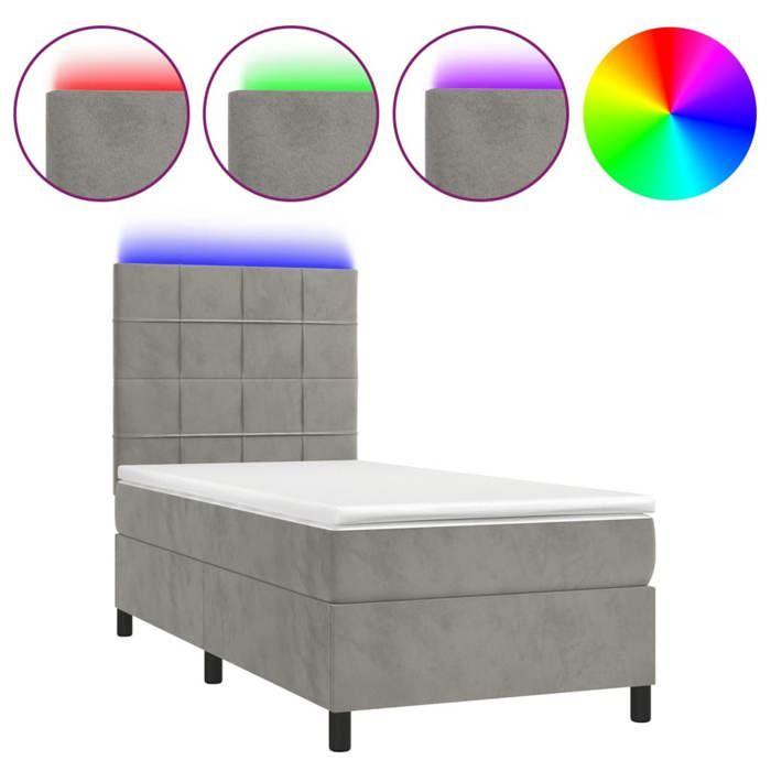 VidaXL Slat Bed Base with Mattress and LED, Upholstered Bed, Single Bed, Adult Bed for Interior Bedroom, 3136095