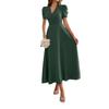European and American Elegant Vacation Style Puffed-sleeve Cinched-waist Long Dress Women's Wear 2025