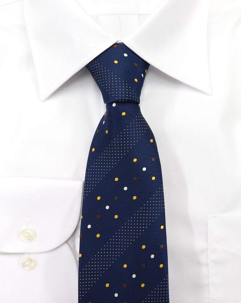 Brand Made in Jacquard Dot Pattern [Michiko London] Necktie, Japan, Nishijin-ori Silk, 100% Weave, (Pattern C Navy)