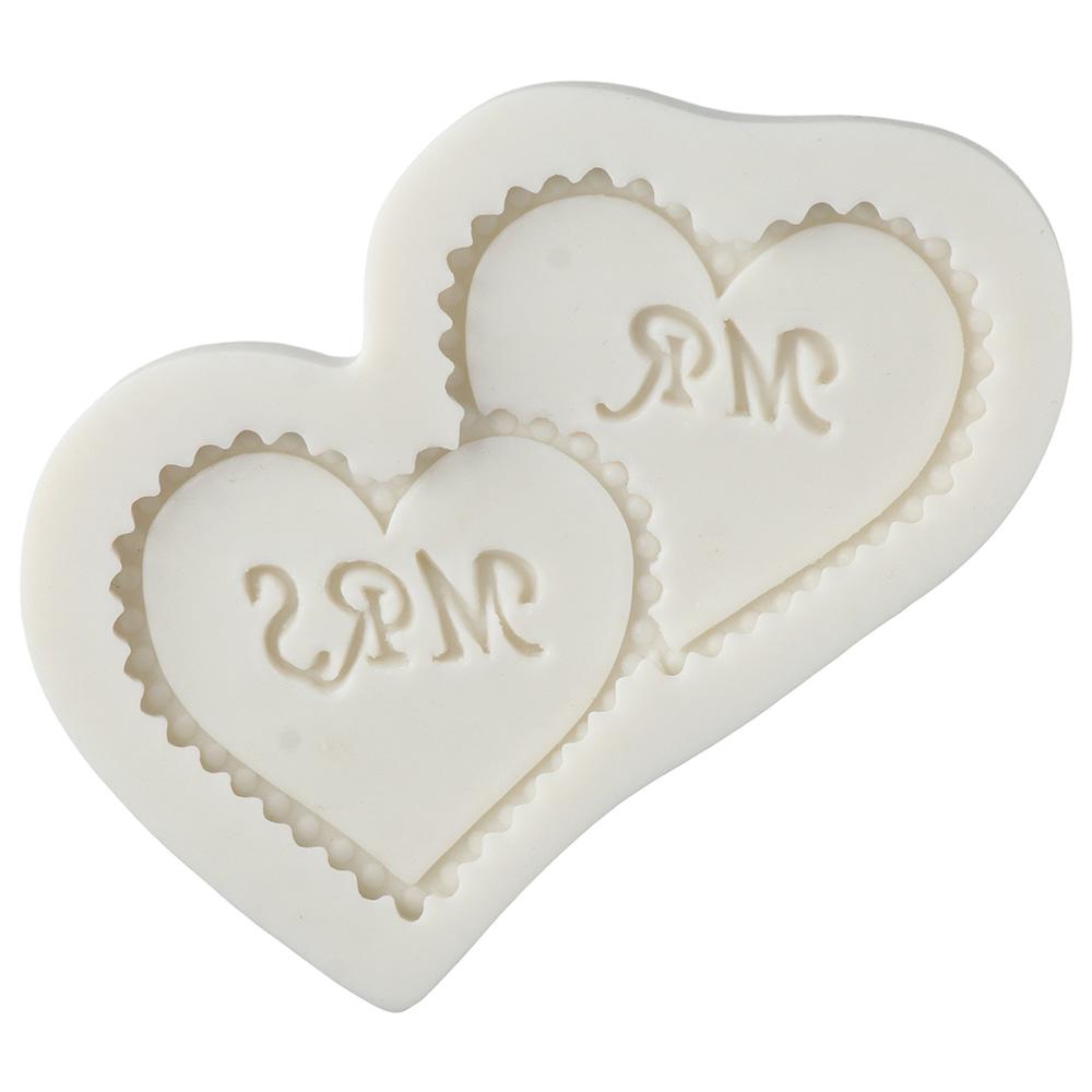 2pcs Silicone Wedding Chocolate Molds White Wedding Candy Molds Heart Fondant Molds  Cake Decorating