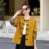 2025 Early Spring Chinese Jacquard Round Neck Frog Button Coat AH66606