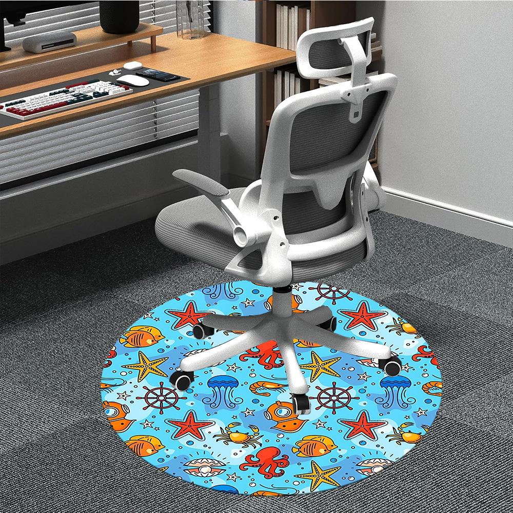 

1pc Oceanic Creatures Chair Carpet for Office, Non-slip, Soft and Durable Office Rug, Perfect for Office yy251227135 80cm by 80cm