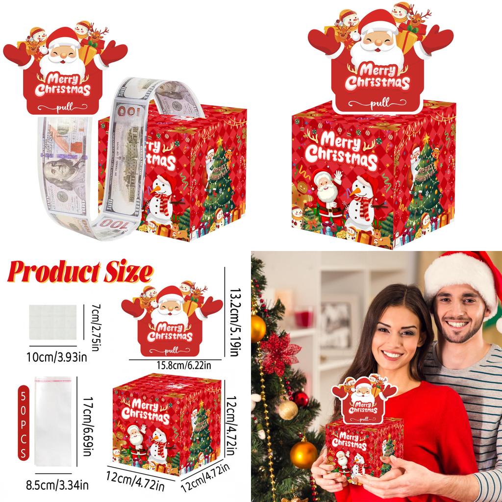 Christmas Santa Claus Gift Box With Red Finish For Holiday Party Decor And Gift Giving