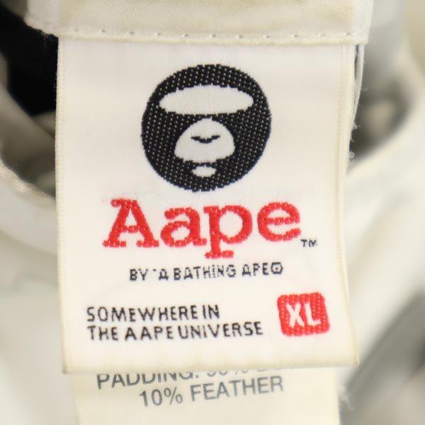 AAPE Reversible Down Jacket XL White System A BATHING APE Logo Men's Used