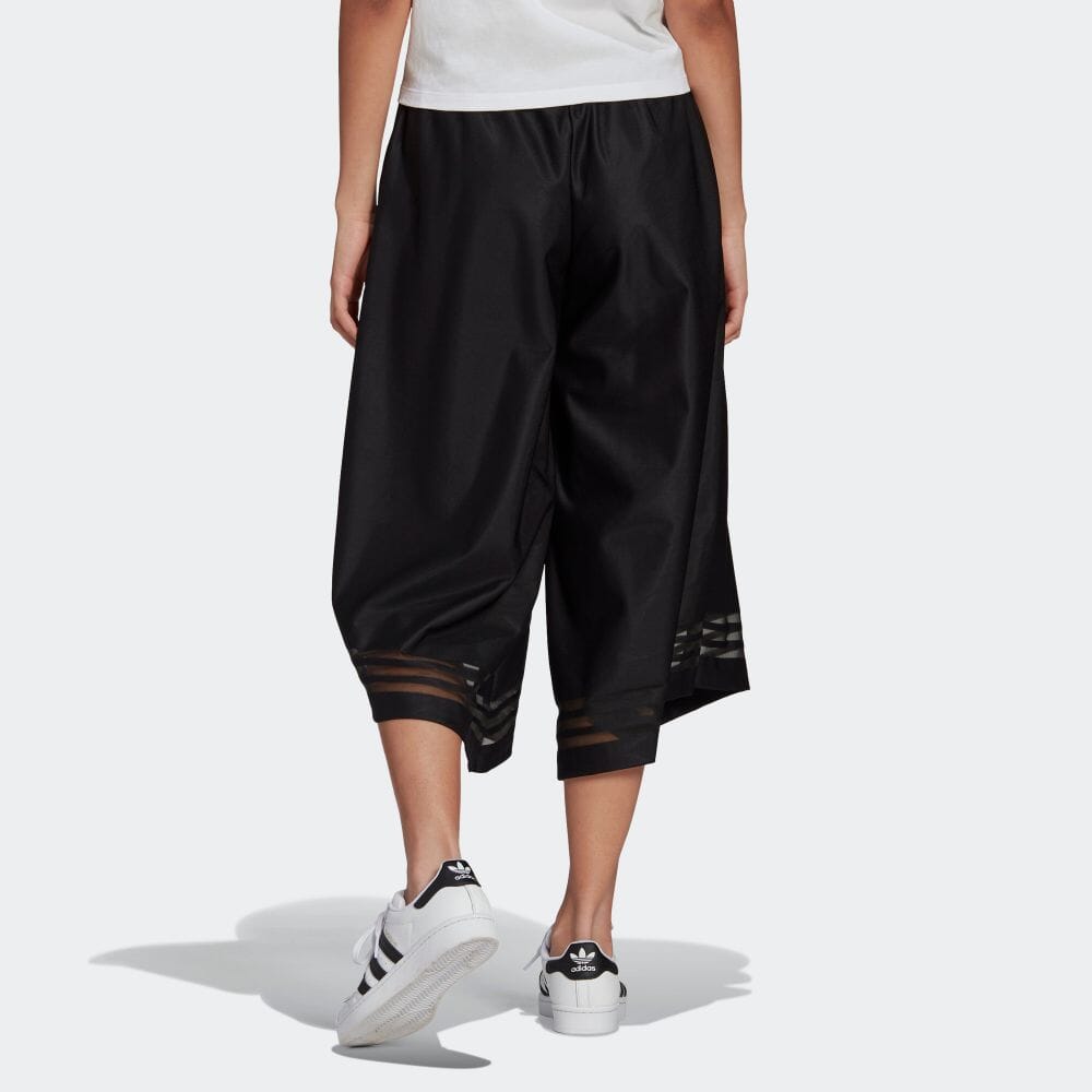 Adidas Originals Three Stripes 3/4 Pants Transparent Wide Leg Casual Pants Women Pants Black GN3180