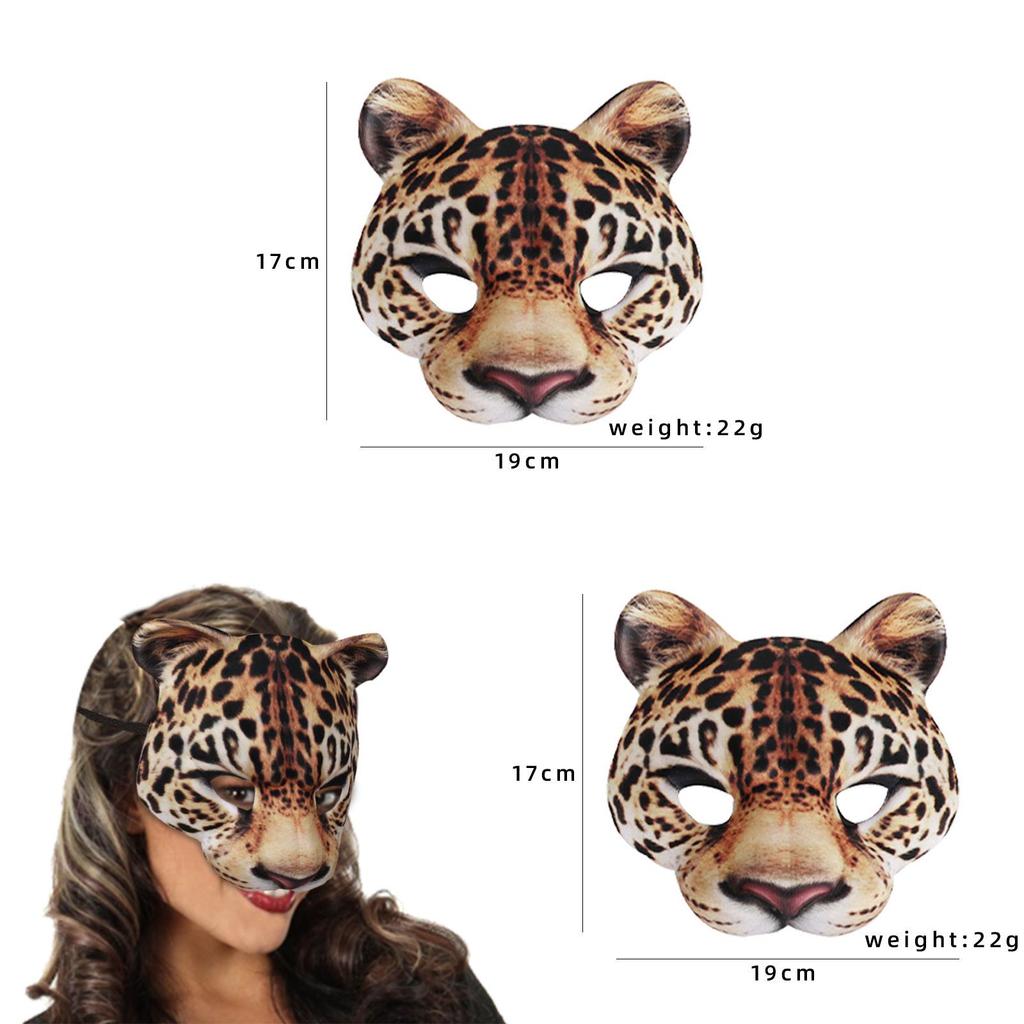 Halloween Cheetah Face Mask Eva Material For Costume Party And Diy Decor