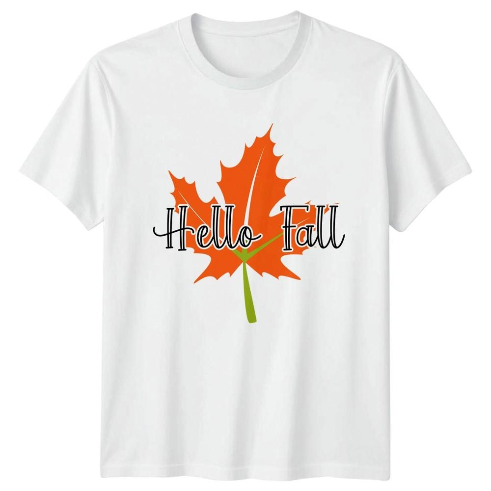Hello Fall TShirt Autumn Seasonal Graphic Novelty Gift For Him And Her S