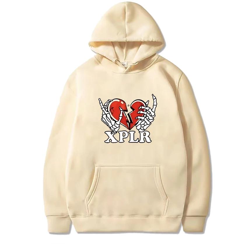 XPLR Heartbreak Printed Hoodie - Autumn/Winter Retro Street Style - Long Sleeve Fleece Pullover Shirt