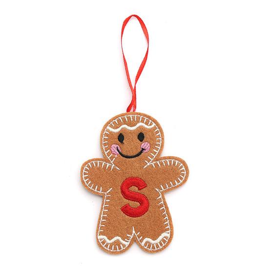 Gingerbread Man Ornaments Initial Alphabet Monogram Gingerbread Hanging Ornament Family Name Letter Xmas Tree Decor