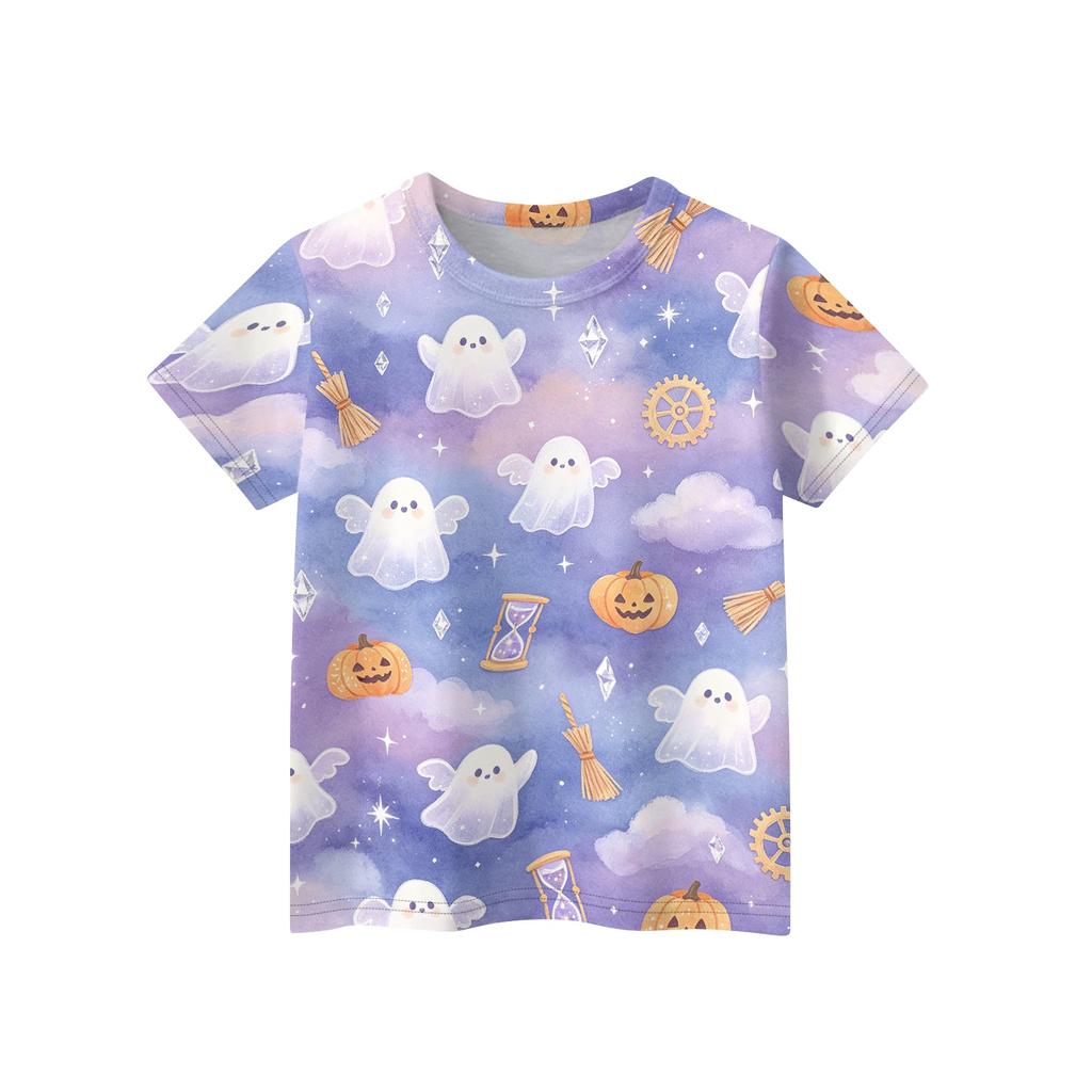 Kids Halloween Graphic T Shirt Short Sleeve Casual Crew Neck Top Boys Girls Printed Tee Comfortable Fit