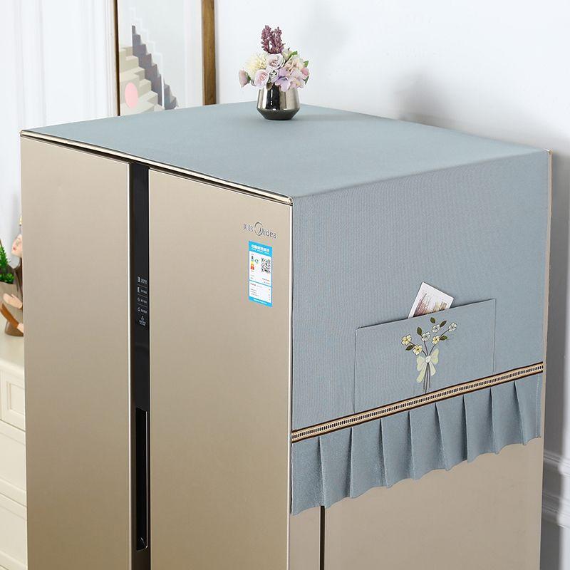 

Тканевый пылезащитный чехол с двойными дверцами Чехол для холодильника с двойными дверцами Минималистичный современный Пылезащитный чехол для стиральной машины Ткань Полотенце 2023 Gardenia Gray Microwave oven 35*100cm