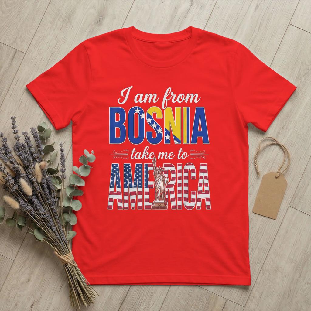 Dalla Bosnia Portami in America Maglietta per Unisex 100% Cotone Maglietta Casual Girocollo Divertenti Manica Corta merchandising Estate