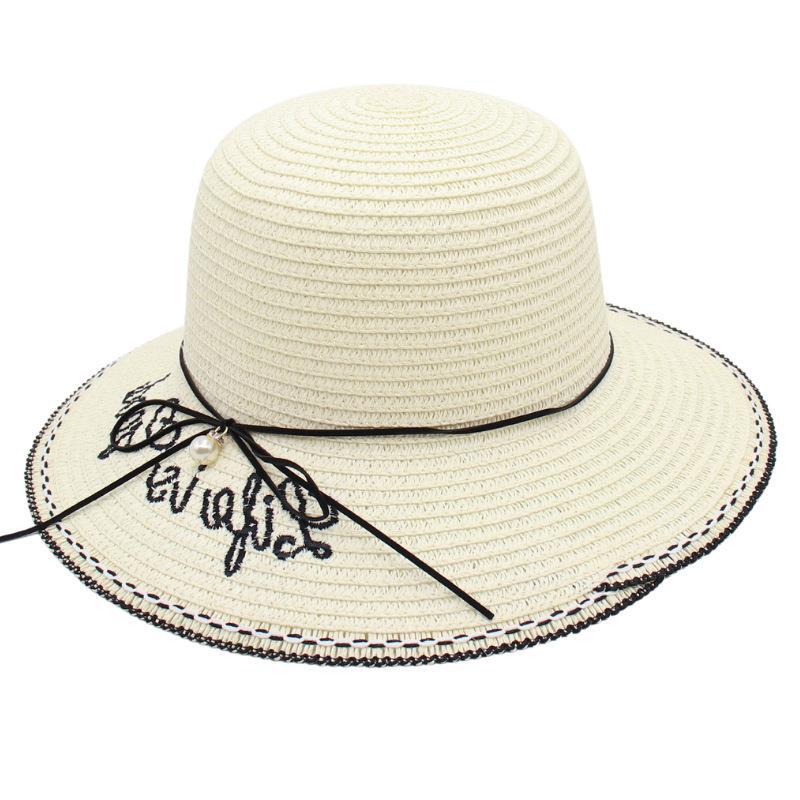 

Корейська версія мереживного солом’яного капелюха з великими полями, жіночий сонцезахисний крем, капелюх від сонця, пляжний капелюх з перлинами, ретро-солом’яний капелюшок average size